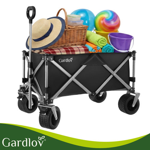 Folding Garden Cart 150L, 200kg Capacity, Off-Road Wheels