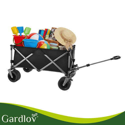 Folding Garden Cart 150L, 200kg Capacity, Off-Road Wheels