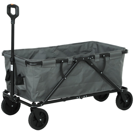 Folding Garden Cart, 160L Capacity, 120kg Load, Dark Grey