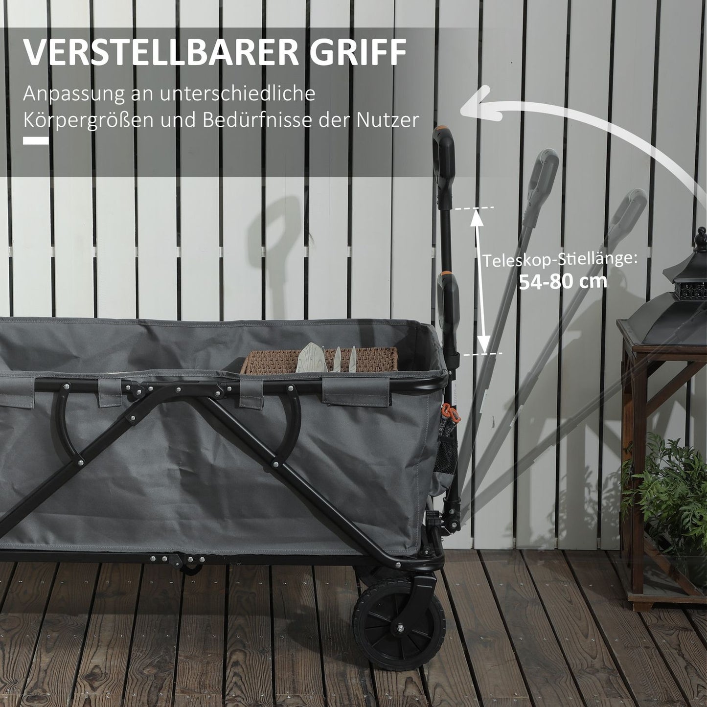 Folding Garden Cart, 160L Capacity, 120kg Load, Dark Grey