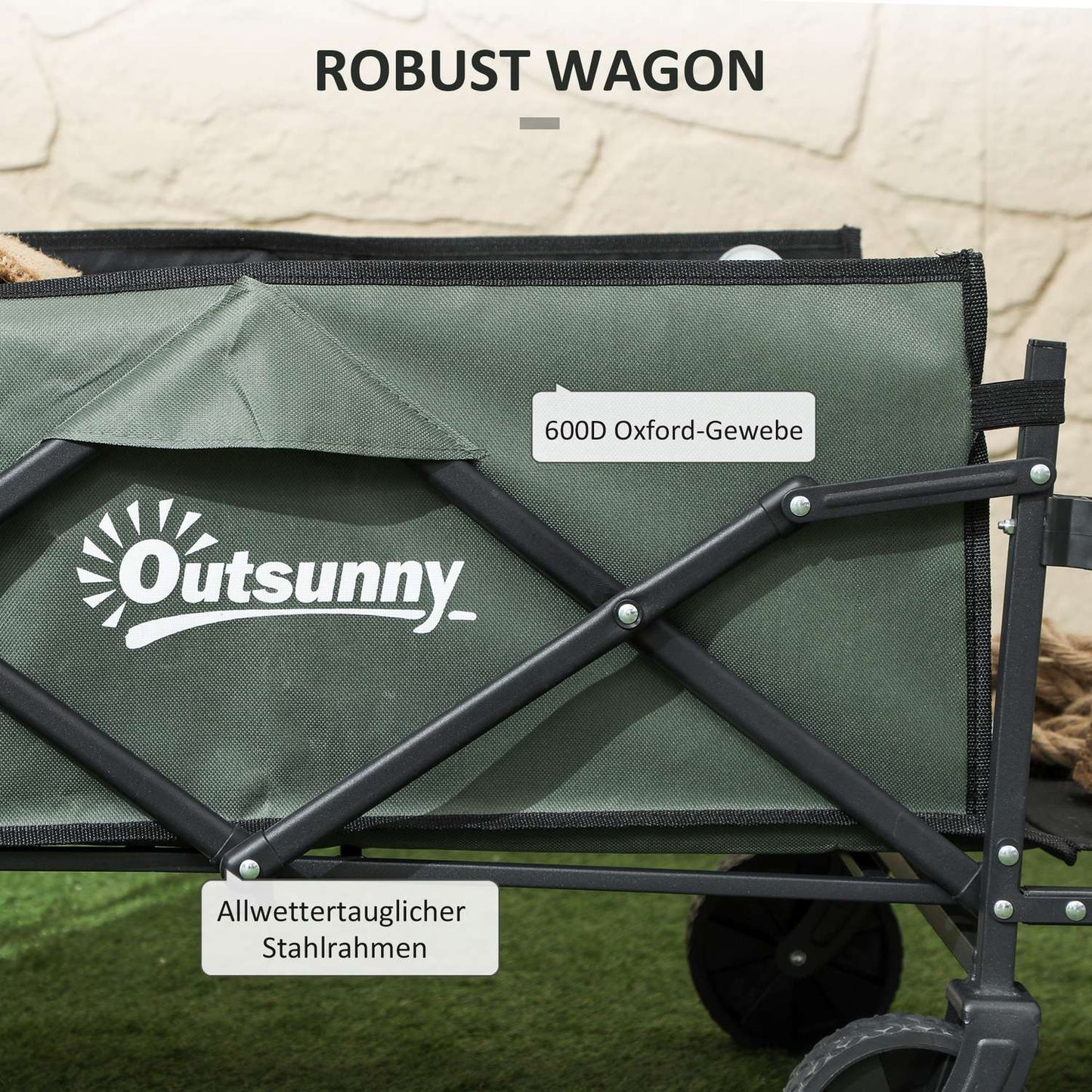 Folding Garden Cart, 72L Capacity, 90kg Load, Green