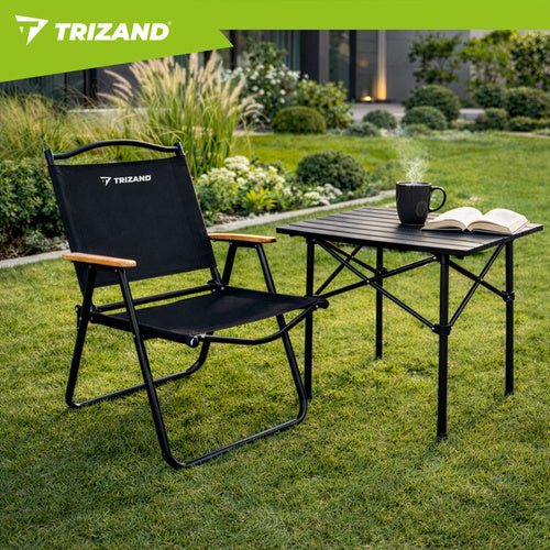 Folding Garden Chair, Black, 75.5x58.5x53.5 cm