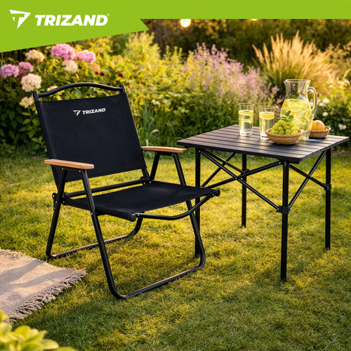 Folding Garden Chair, Black, 75.5x58.5x53.5 cm