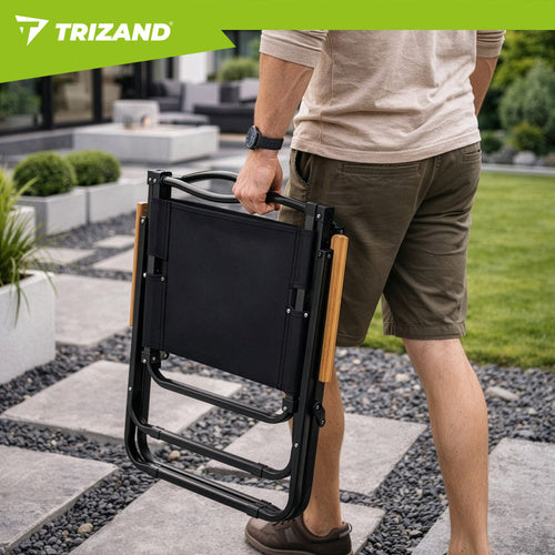 Folding Garden Chair, Black, 75.5x58.5x53.5 cm