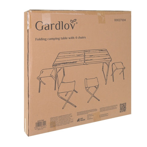 Folding Garden Table Set with 4 Chairs, Height Adjustable