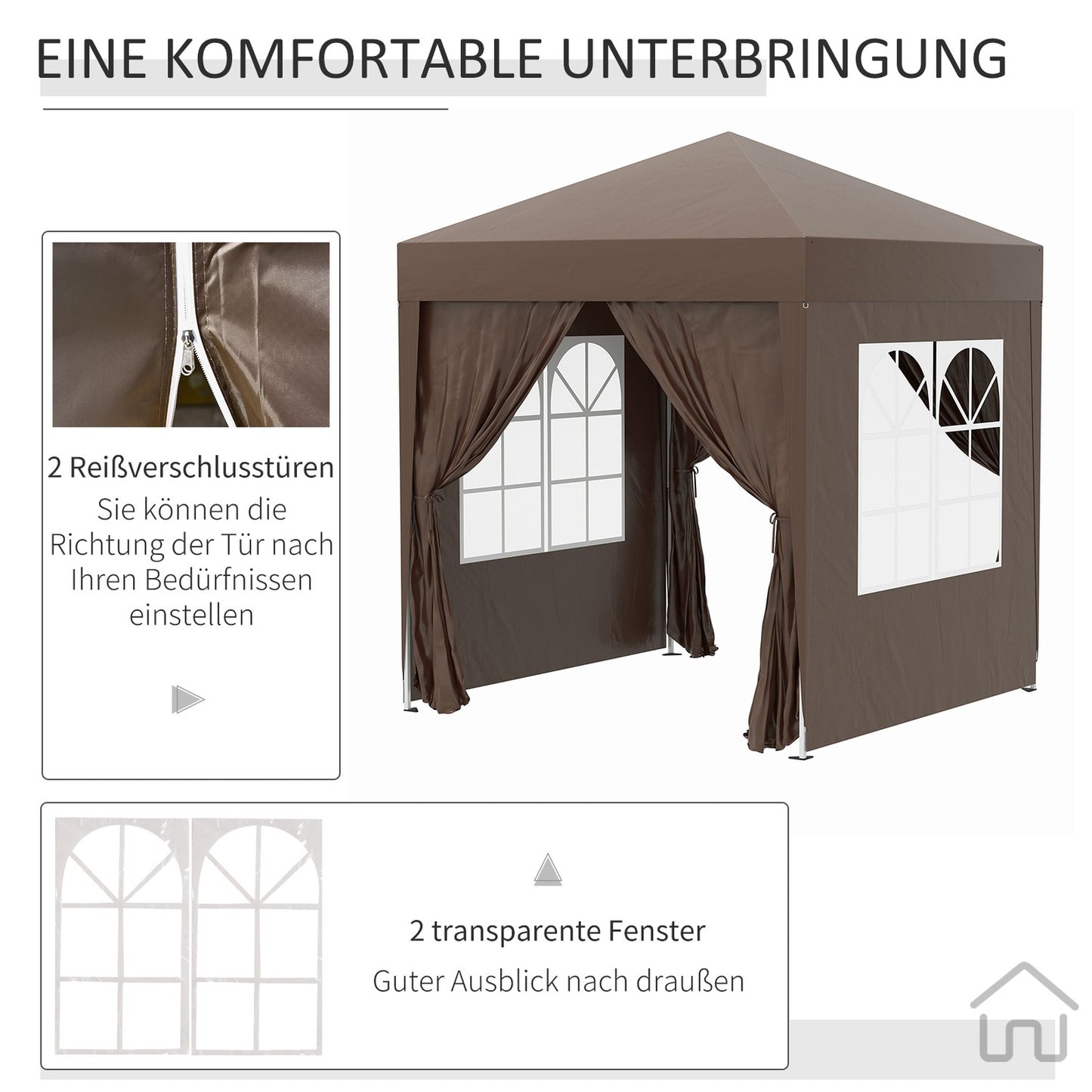 Foldable 2x2M Gazebo, UV protected with 4 walls & bag