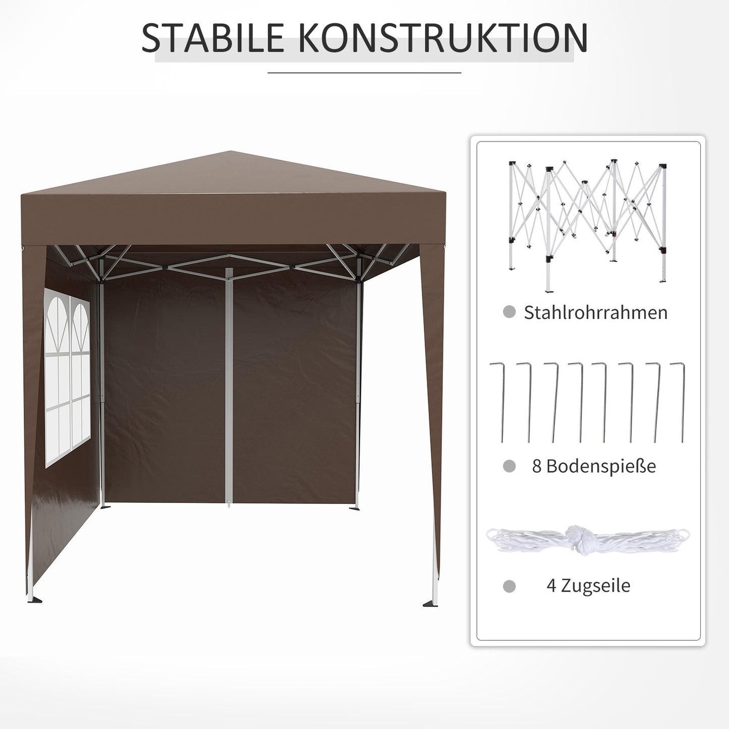 Foldable 2x2M Gazebo, UV protected with 4 walls & bag