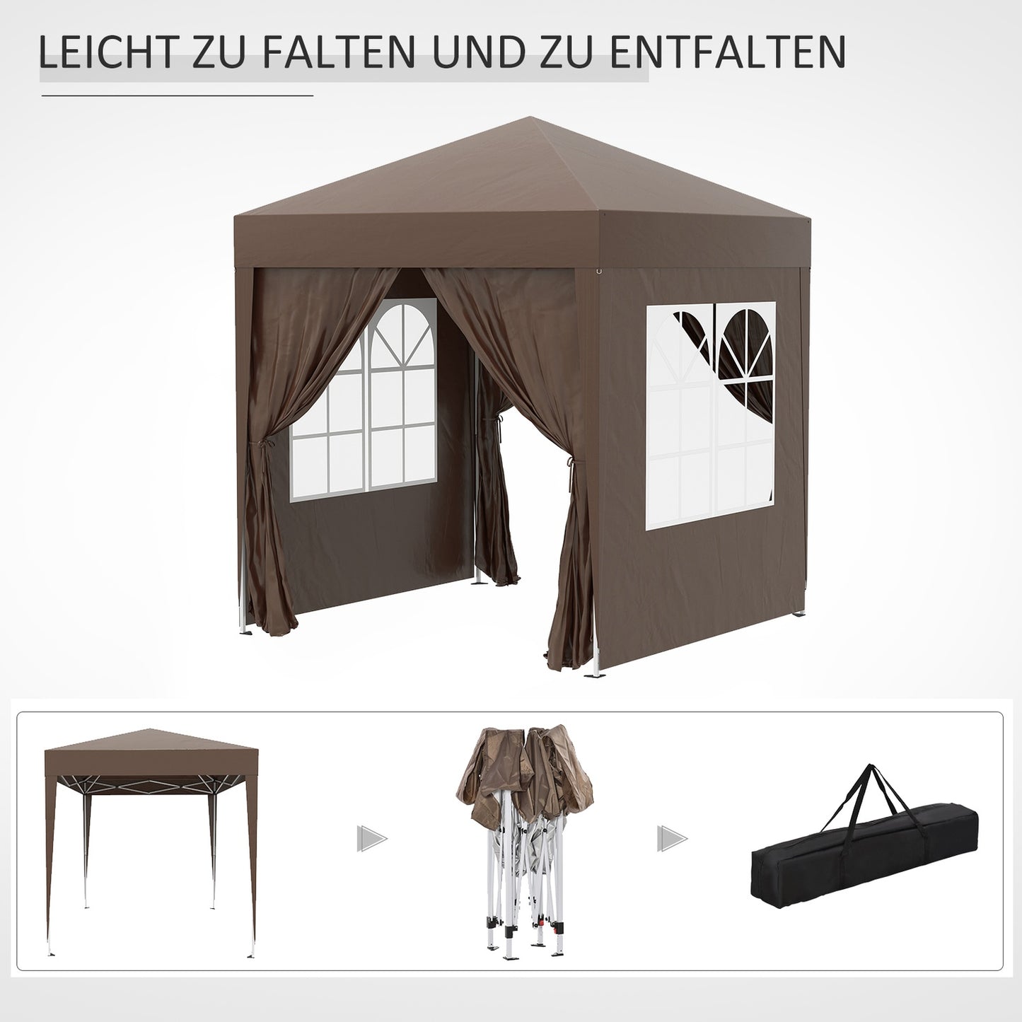 Foldable 2x2M Gazebo, UV protected with 4 walls & bag
