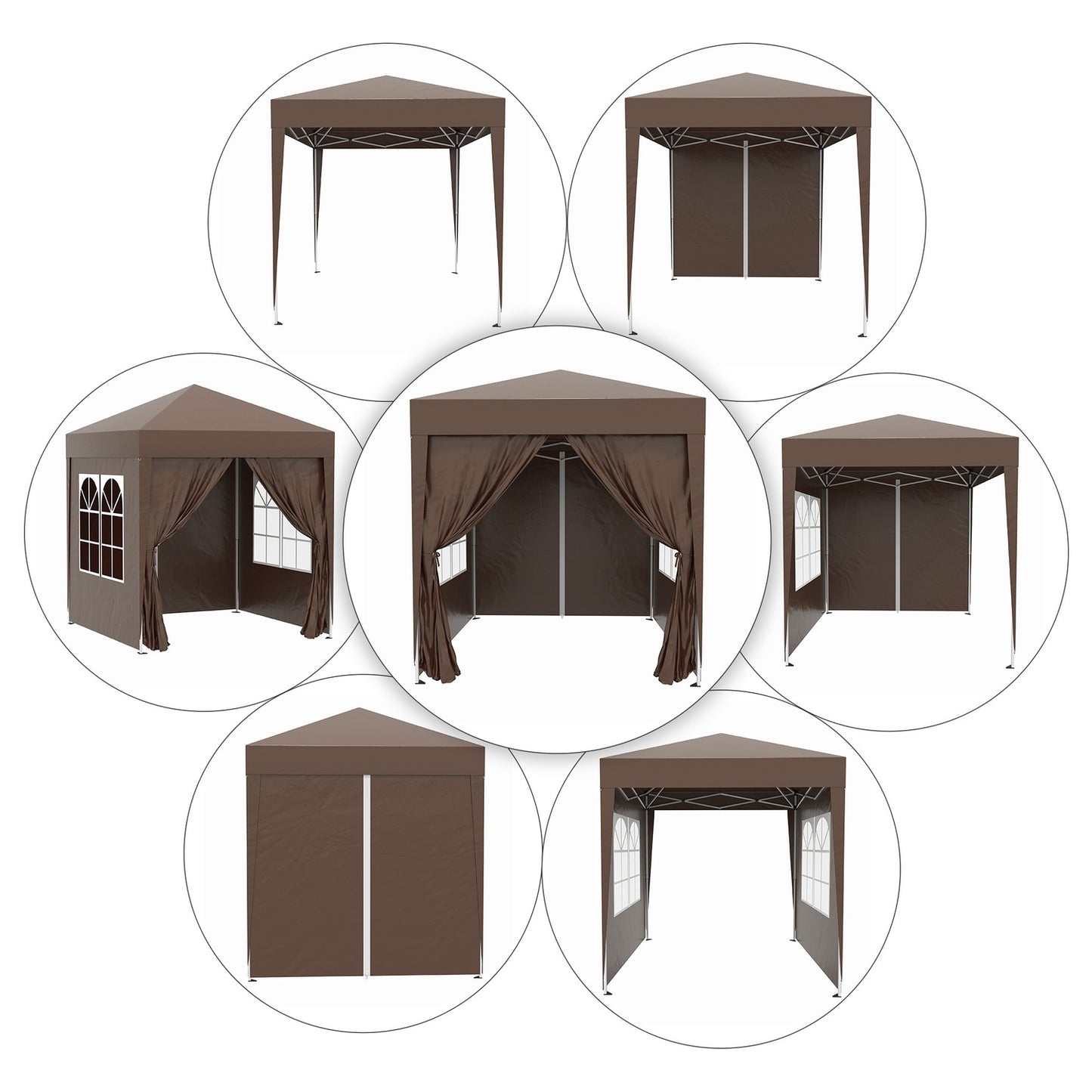 Foldable 2x2M Gazebo, UV protected with 4 walls & bag