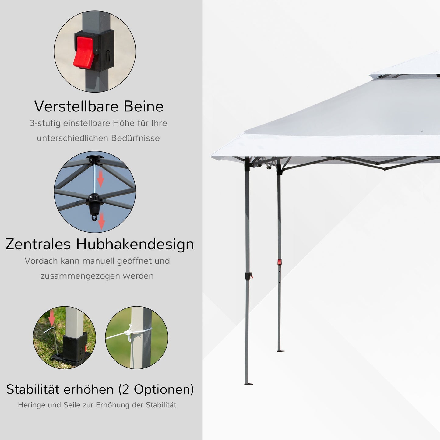 Pop-Up Garden Gazebo 3.5x3.5m, UV protection, Oxford fabric