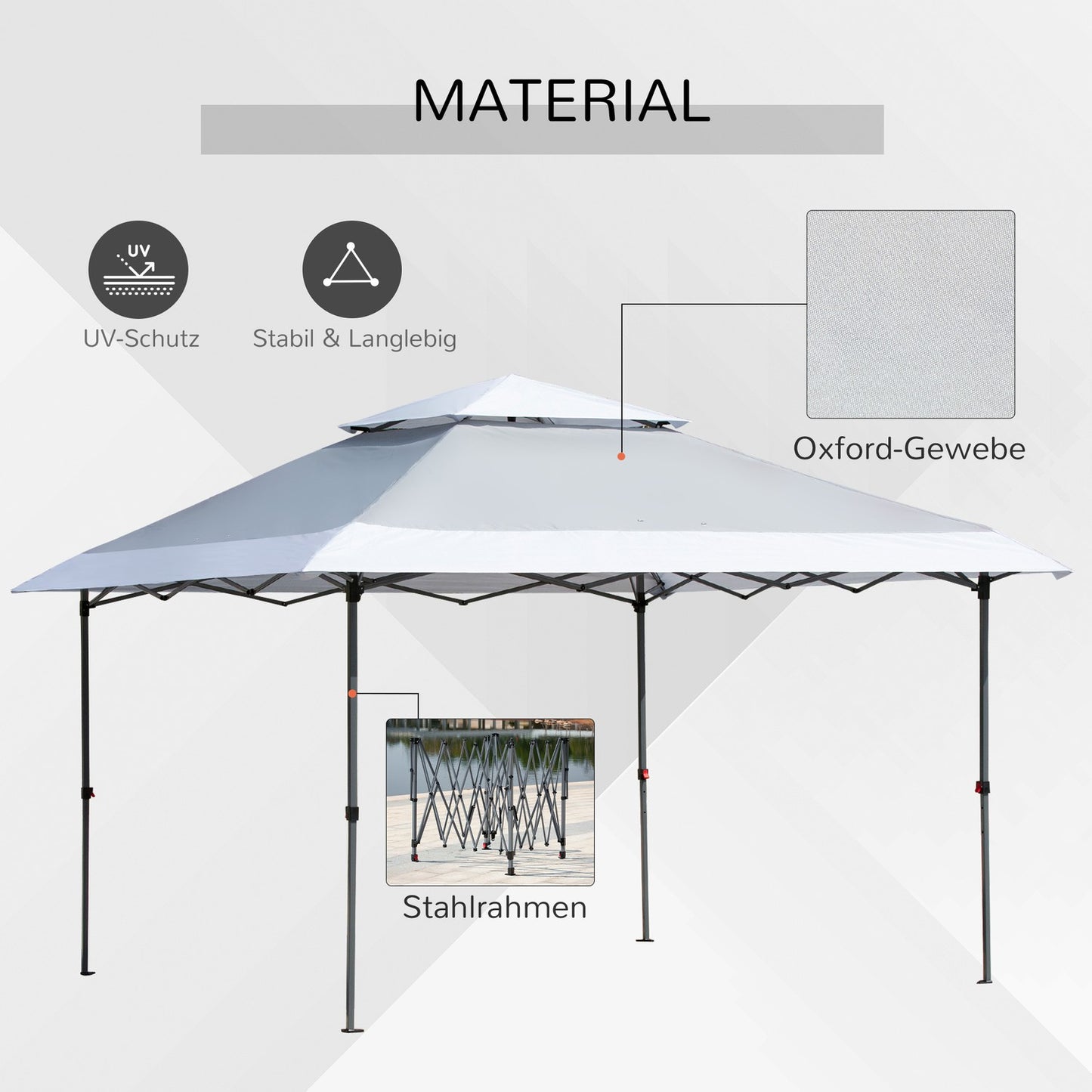 Pop-Up Garden Gazebo 3.5x3.5m, UV protection, Oxford fabric