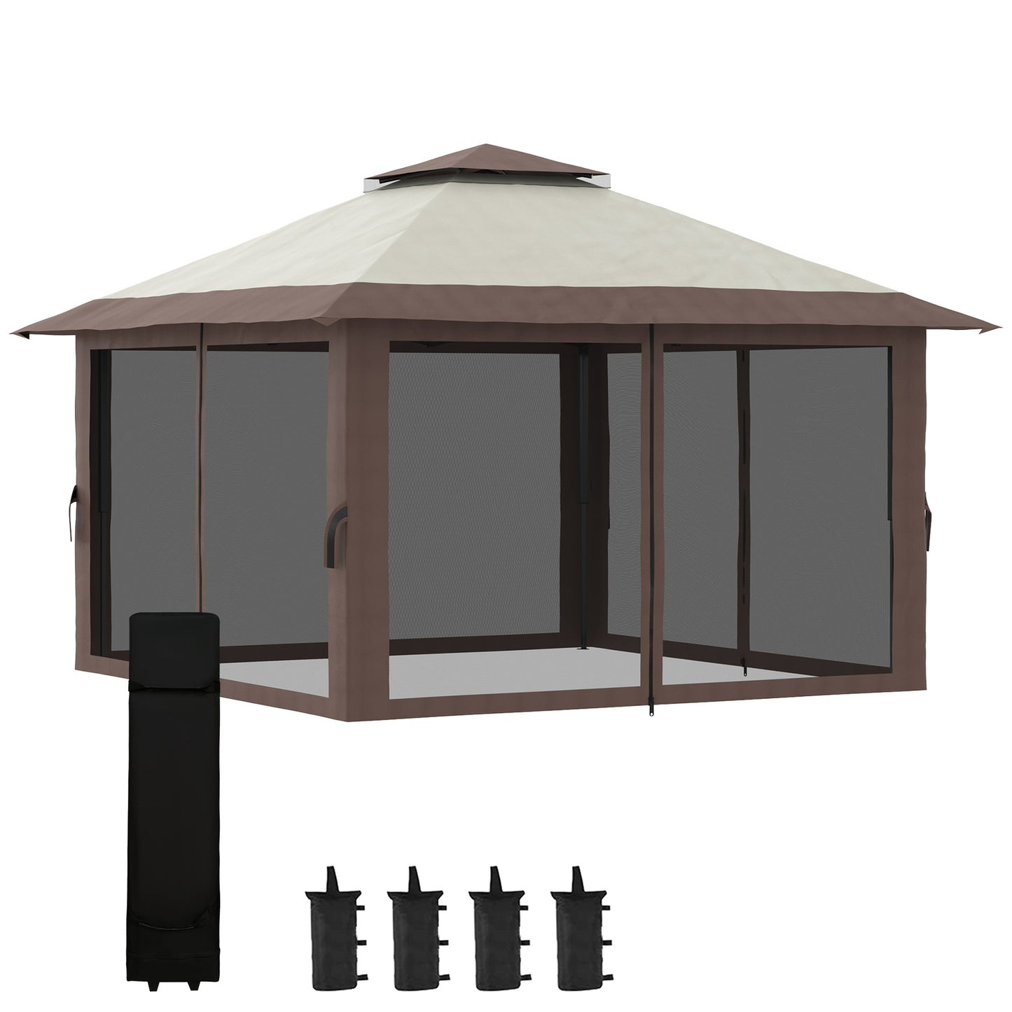 Adjustable 4x4M garden gazebo with UV protection and mesh