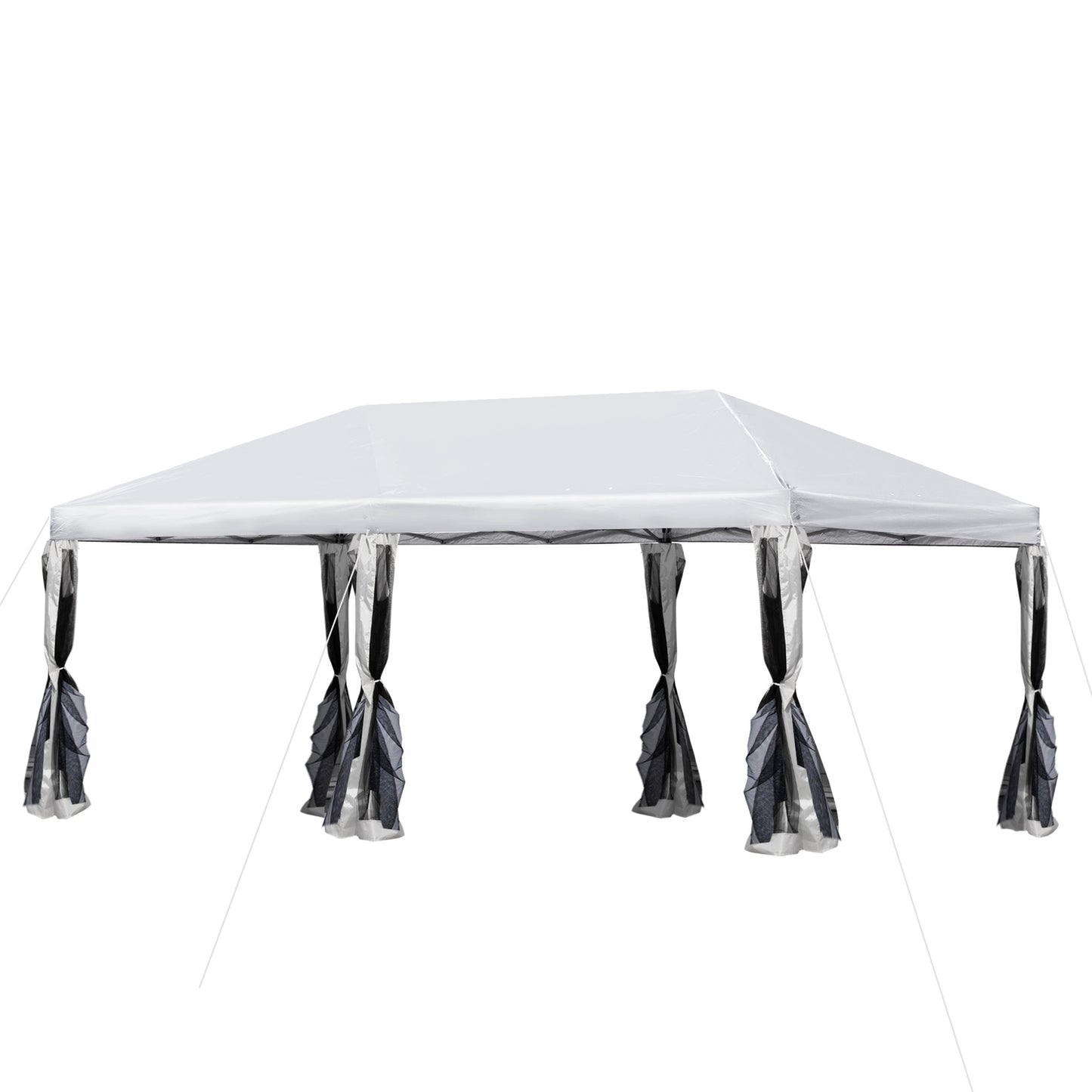 Outdoor Pop-Up Gazebo, Creme White, Steel & Mesh, 6x3m