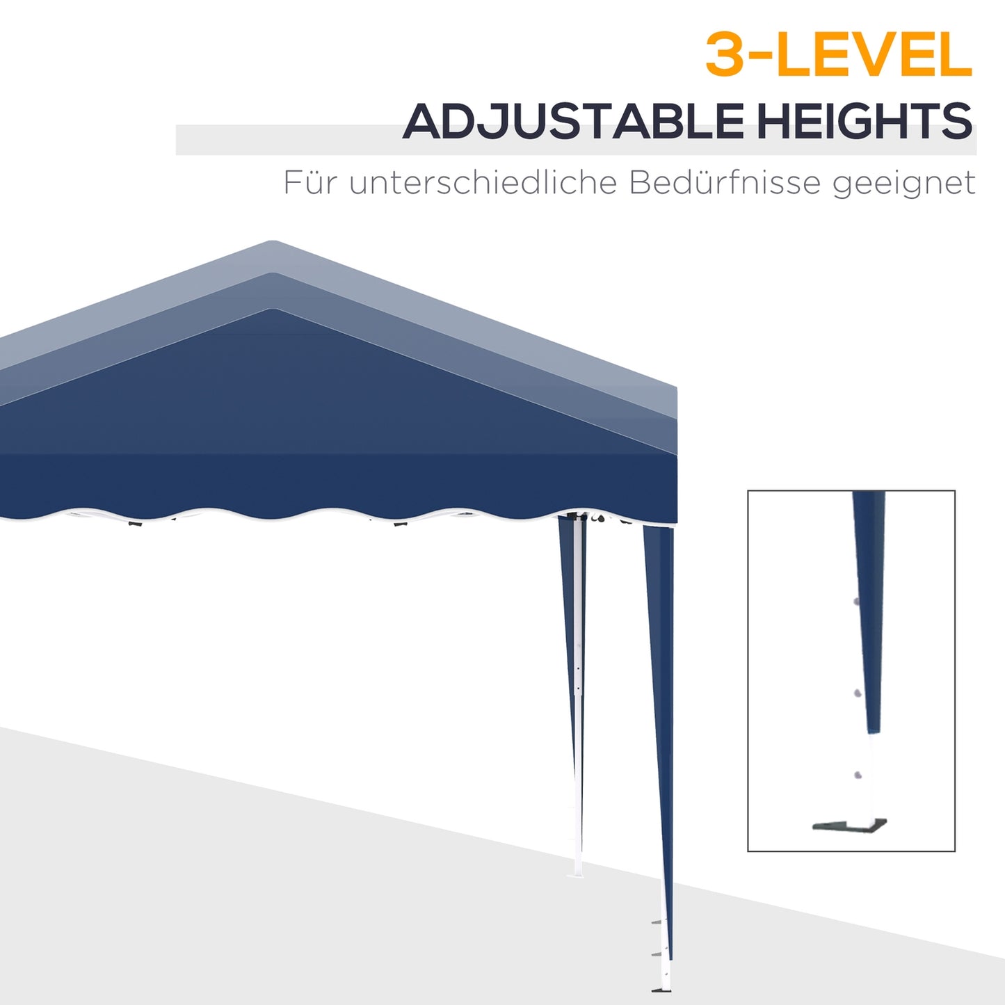 Folding gazebo 3x3m, height adjustable, UV protection