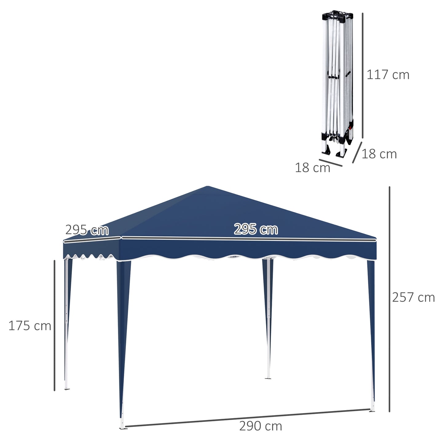 Folding gazebo 3x3m, height adjustable, UV protection