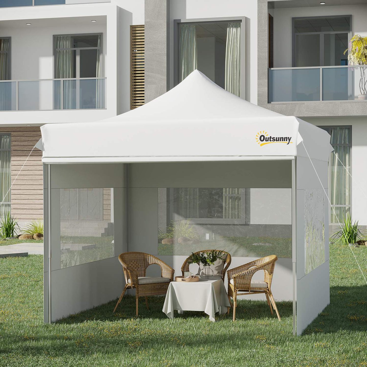 White pop-up garden tent, waterproof, 300 x 300 cm
