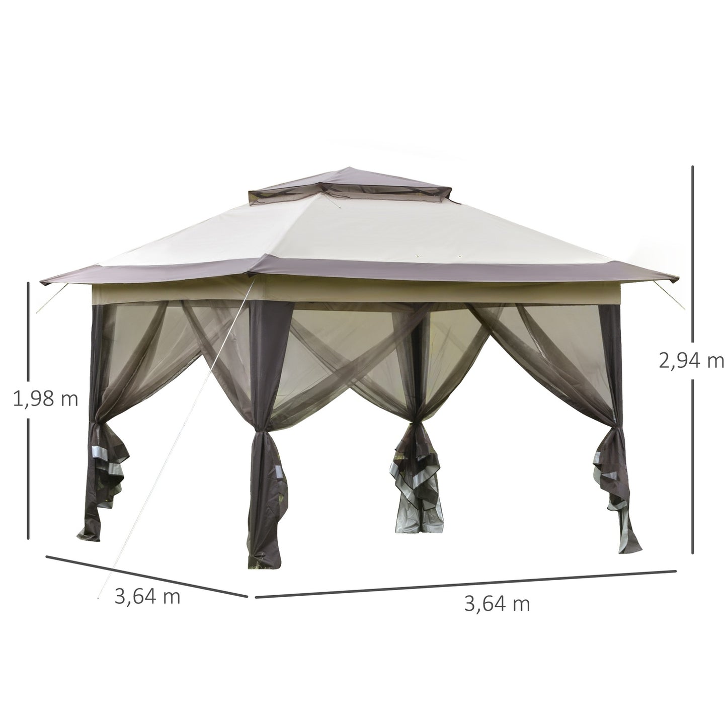 Foldable brown gazebo with UV protection, steel frame
