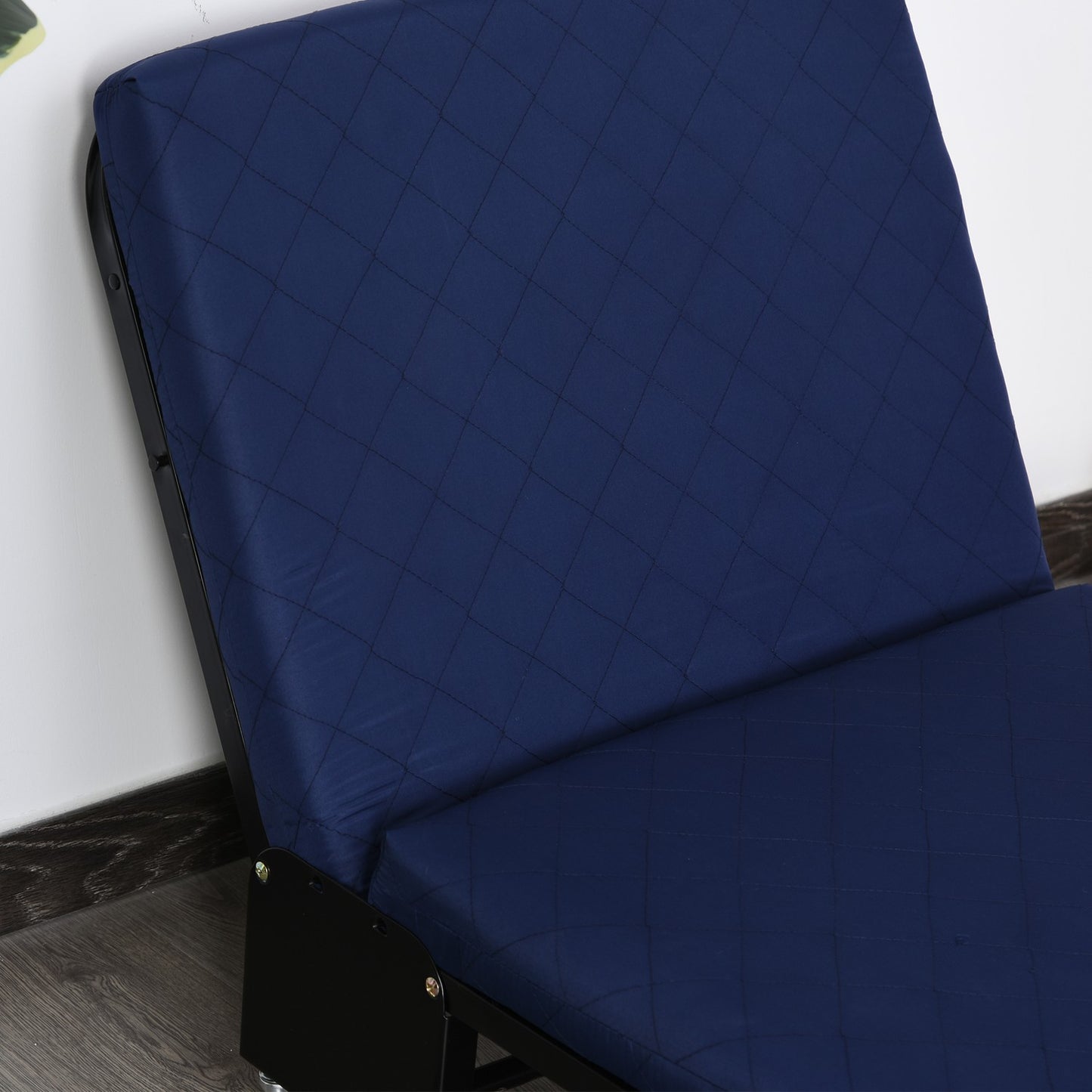 Folding guest bed - Adjustable - Steel frame - Blue