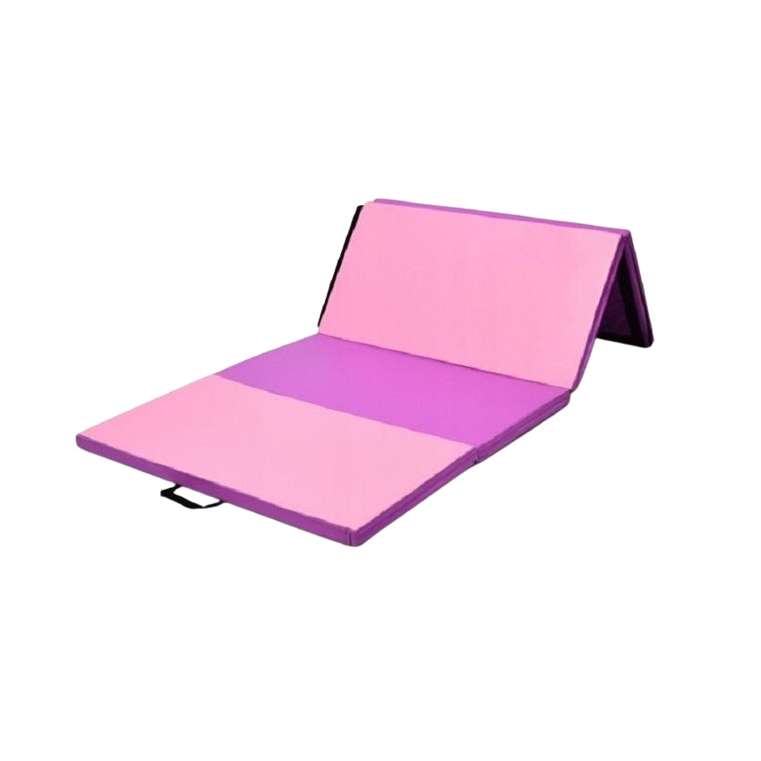 Folding Gym Mat 240x120cm, Pink, Non-Slip, Portable