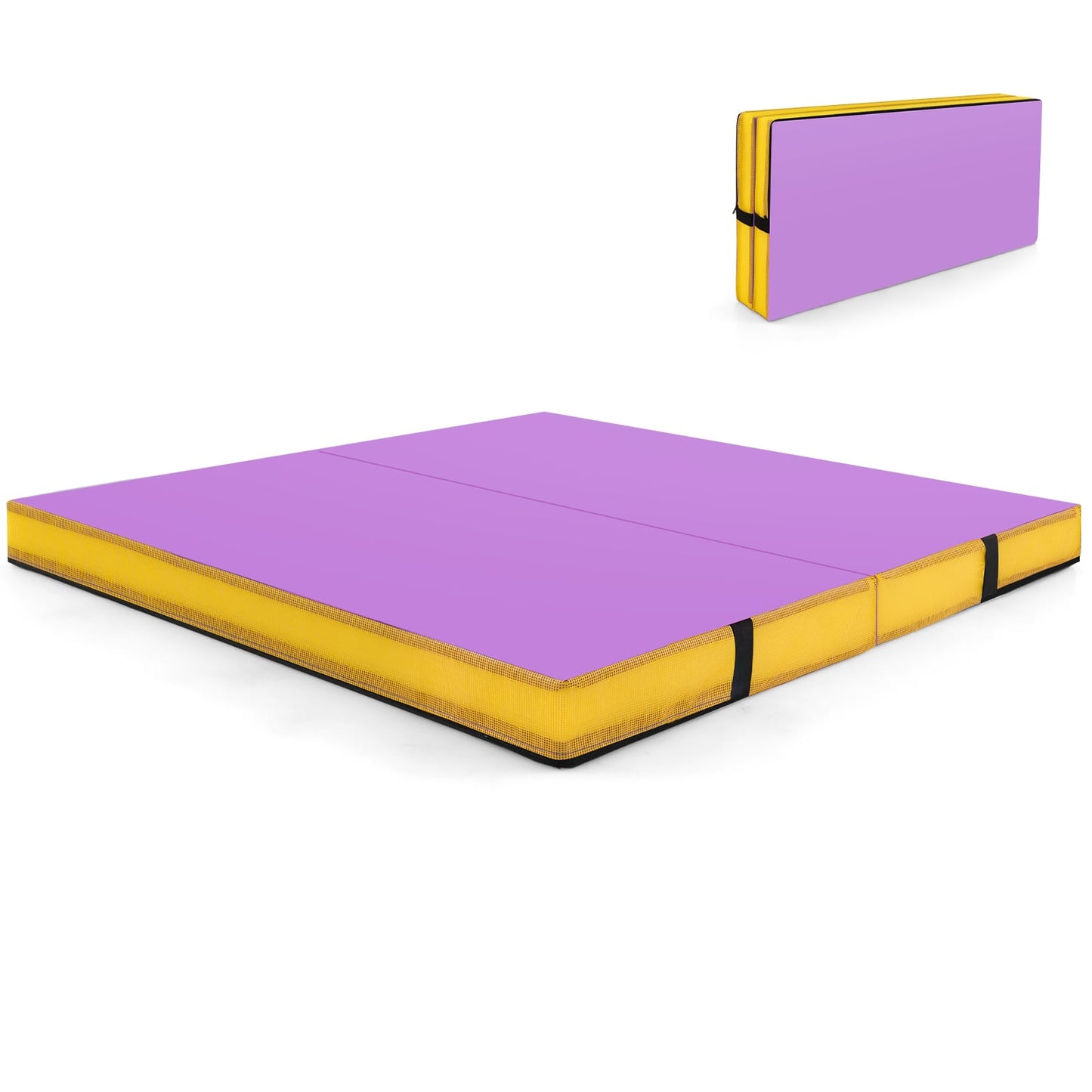 Folding Gymnastics Mat, 122x122x10 cm, Purple, EPE Foam
