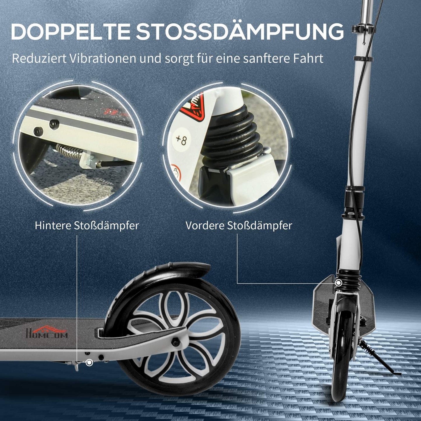 Folding scooter for teenagers and adults, 200 mm wheels, adjustable height