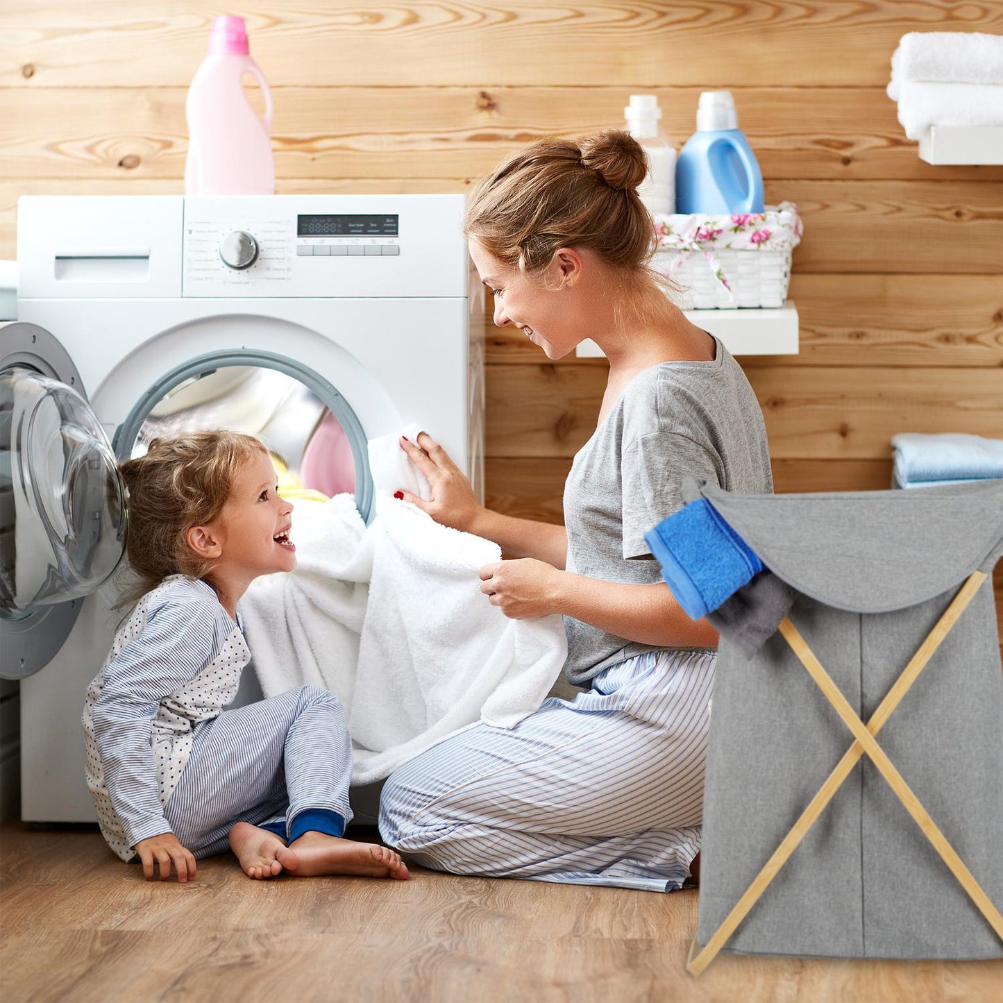 Folding Laundry Basket 58 Litres
