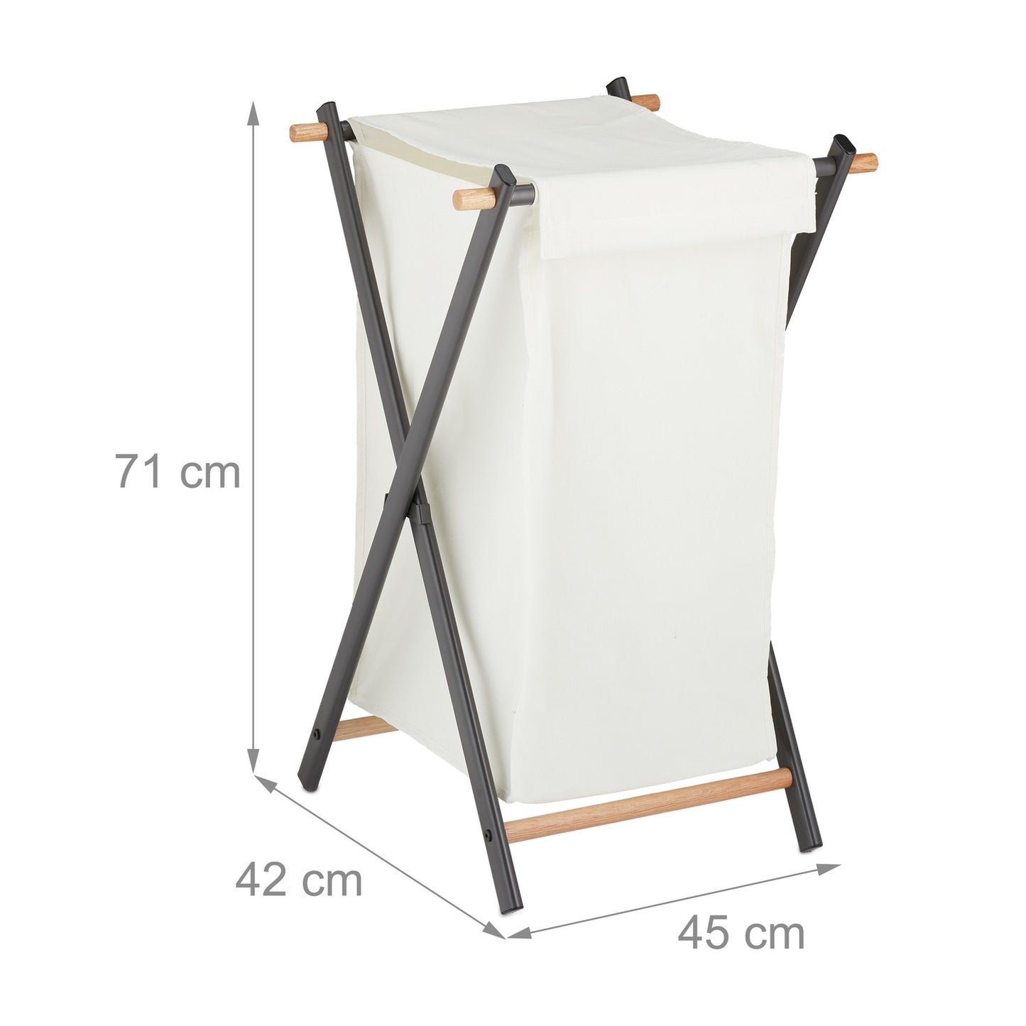 Folding Laundry Basket with Lid Grey