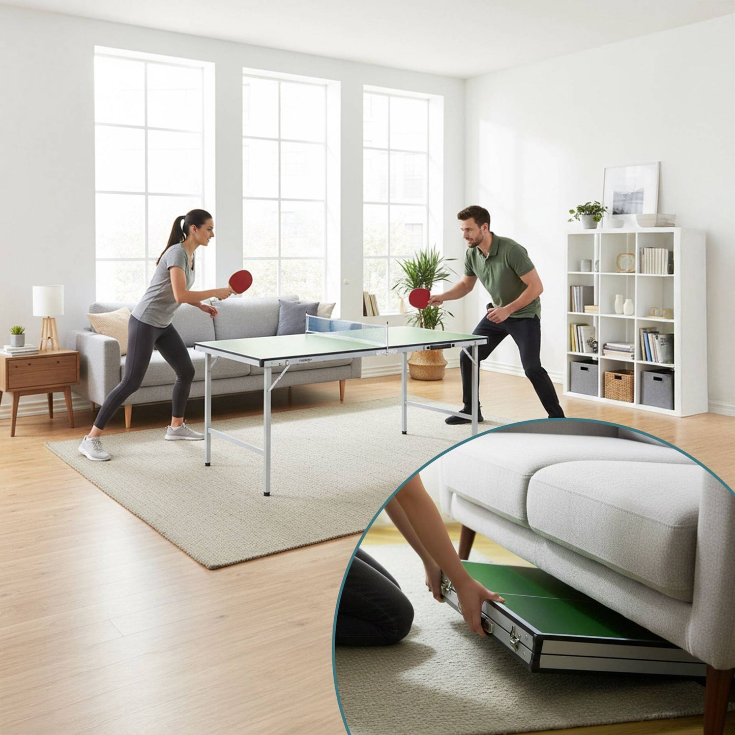 Folding Midi Table Tennis Set with Bats and Balls