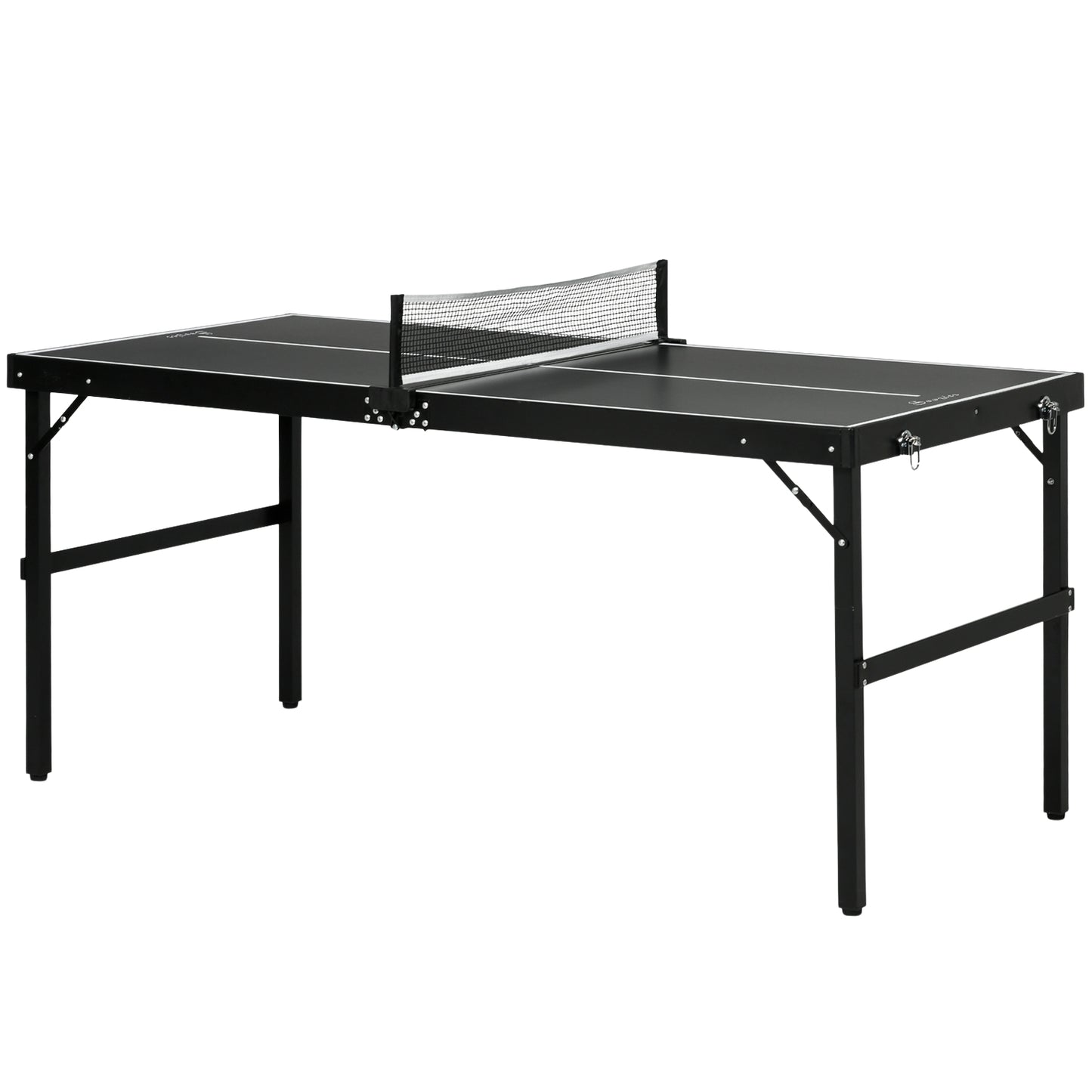 Folding Mini Table Tennis Set with Net - Black Aluminum