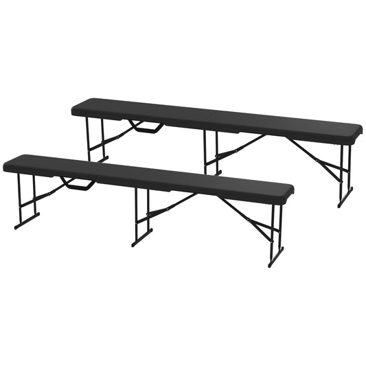 Folding Outdoor Bench, HDPE, 240 kg Capacity, Black