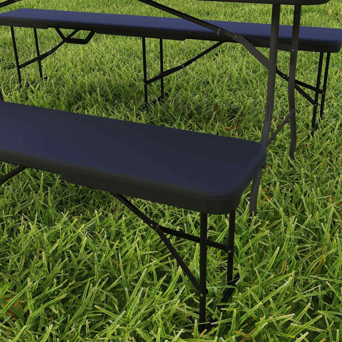 Folding Outdoor Bench, HDPE, 240 kg Capacity, Black
