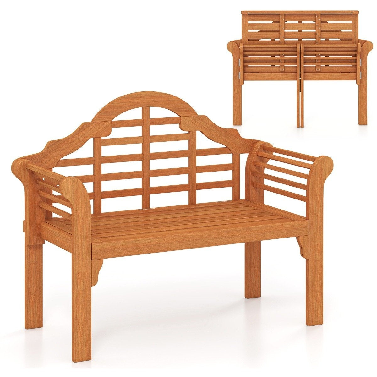Folding Outdoor Wooden Bench, Acacia Wood, 123x54x96 cm