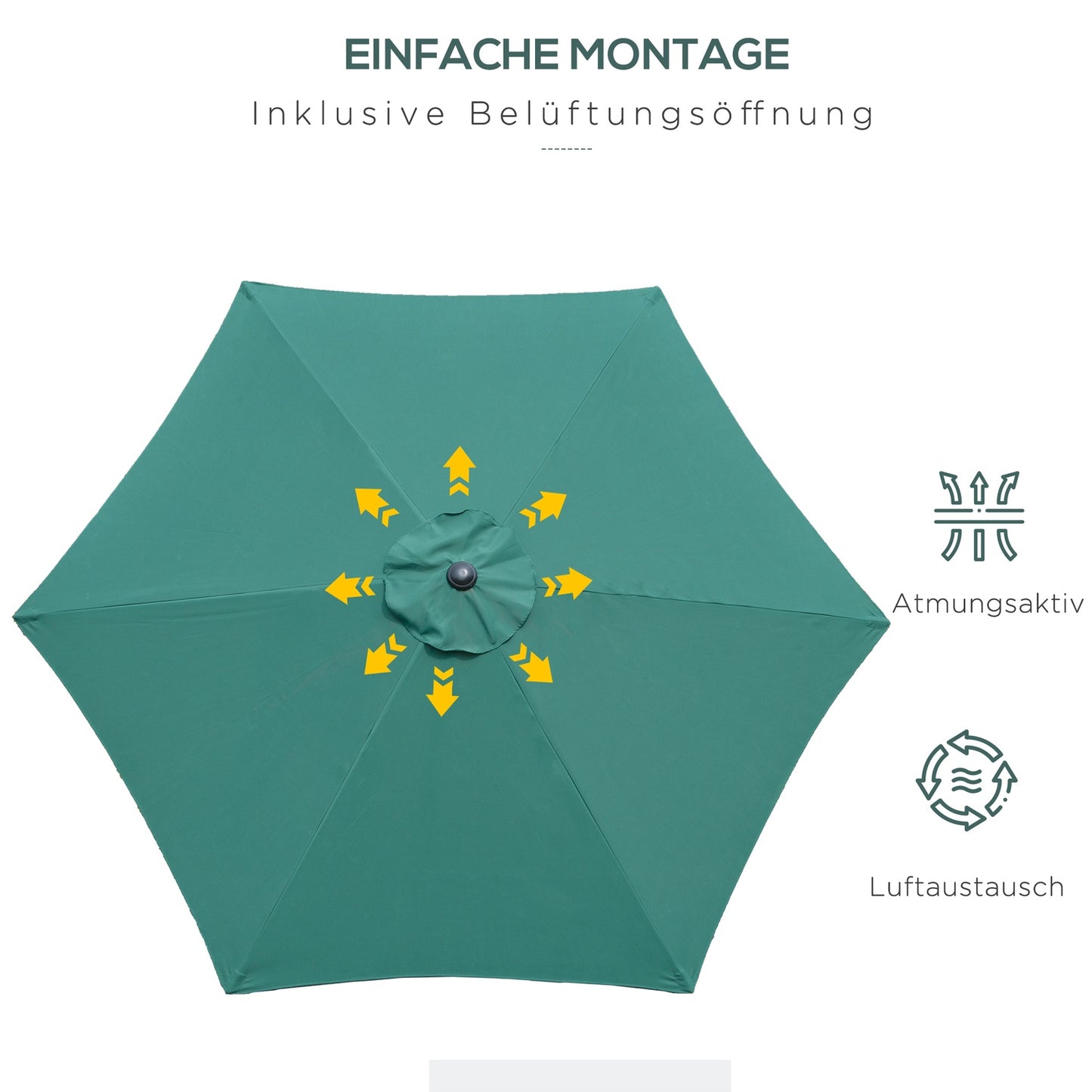 Dark green folding garden umbrella, aluminum, 2.7 m diameter