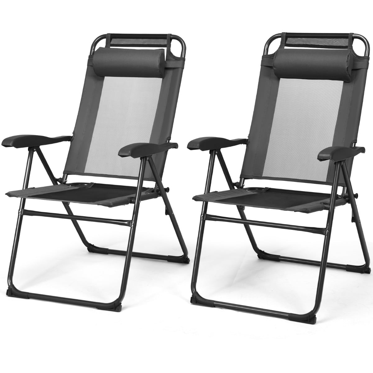 Folding Patio Chairs, Set of 2 – Adjustable Backrest