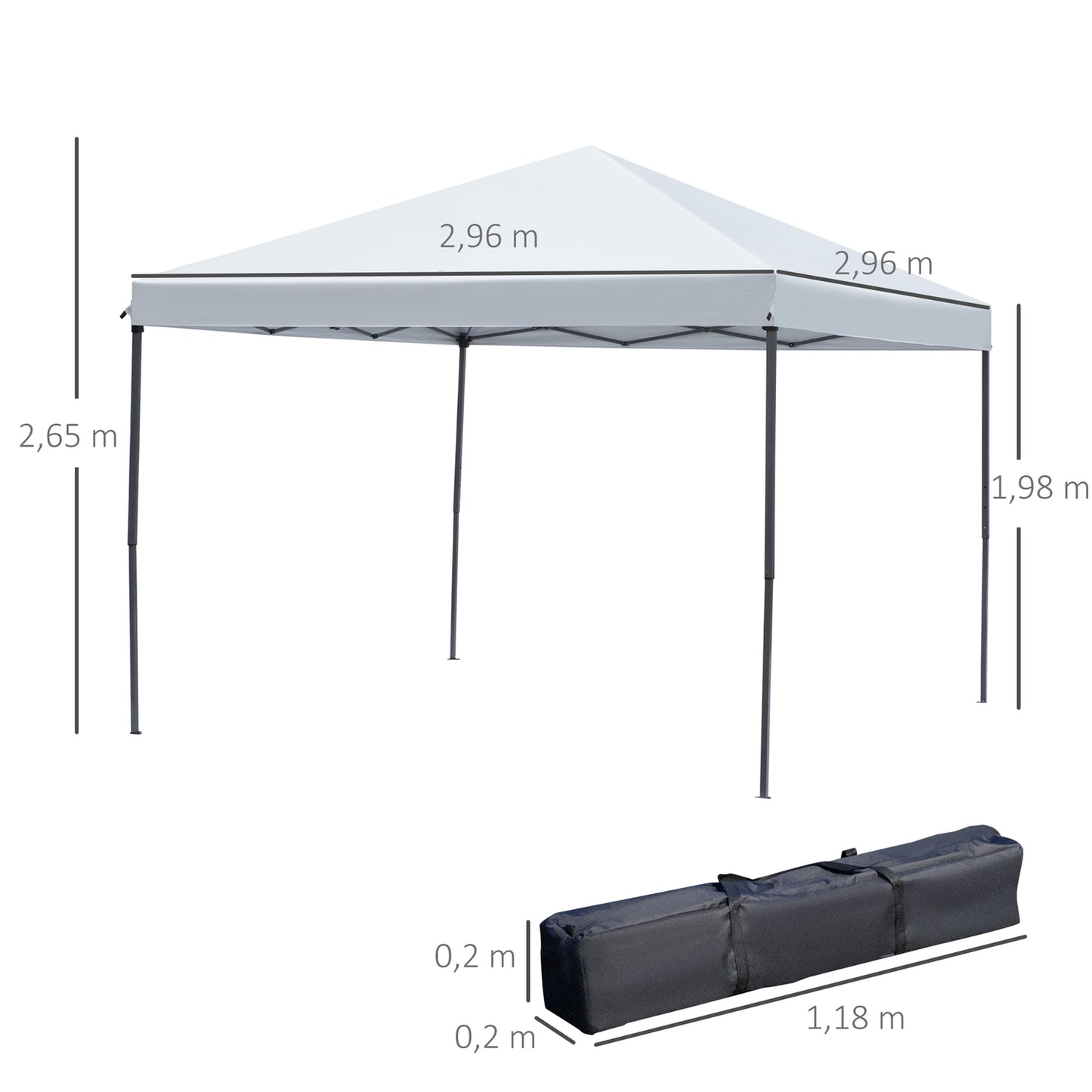 Folding gazebo tent, 3x3M, Creme White, Side walls and Bag