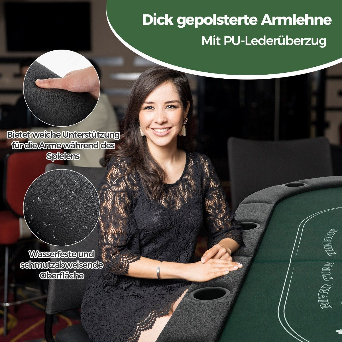 Folding Poker Table for 8 Players with Cup Holders