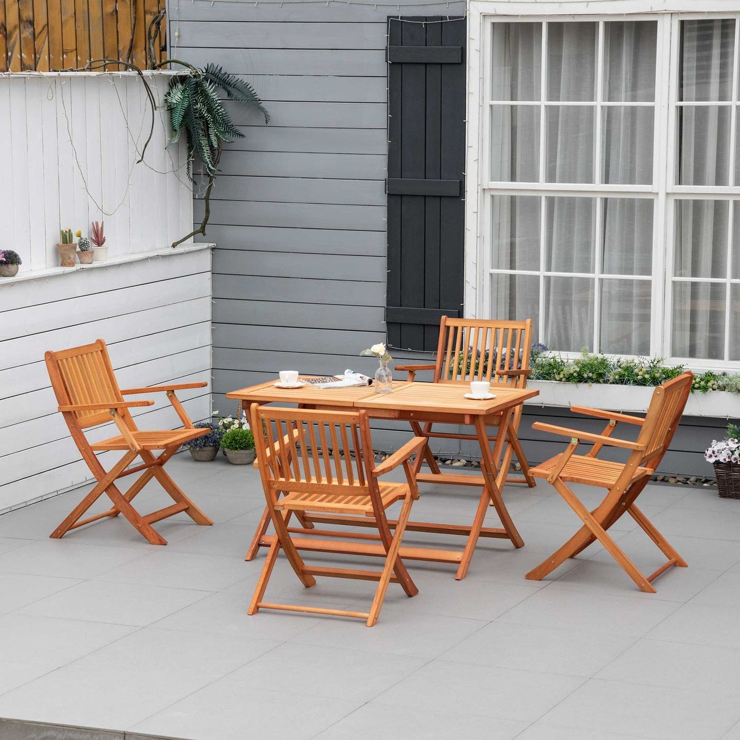 4-person folding outdoor seating, natural poplar wood