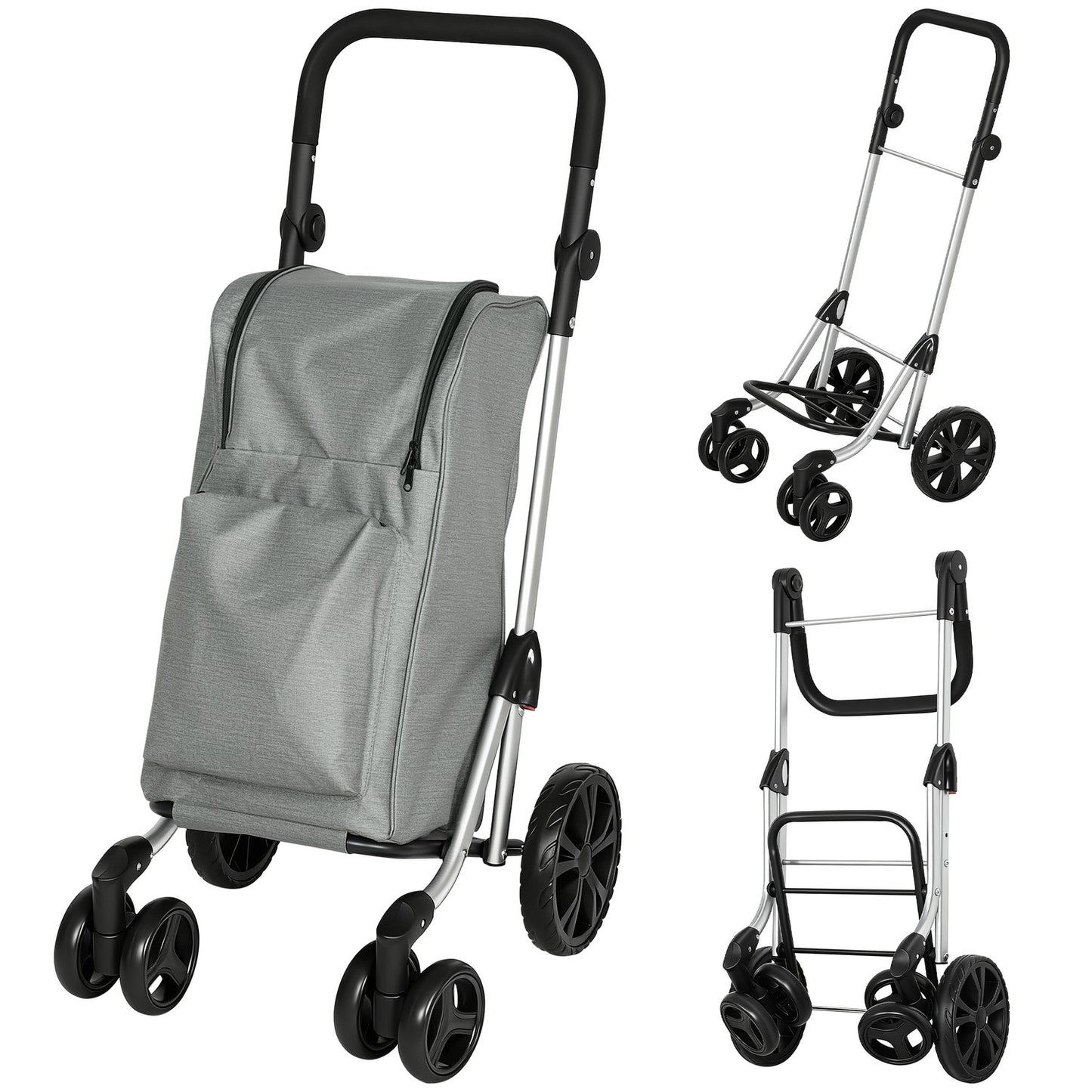 Folding Shopping Cart, 46L Bag, Cooler, Adjustable Handle