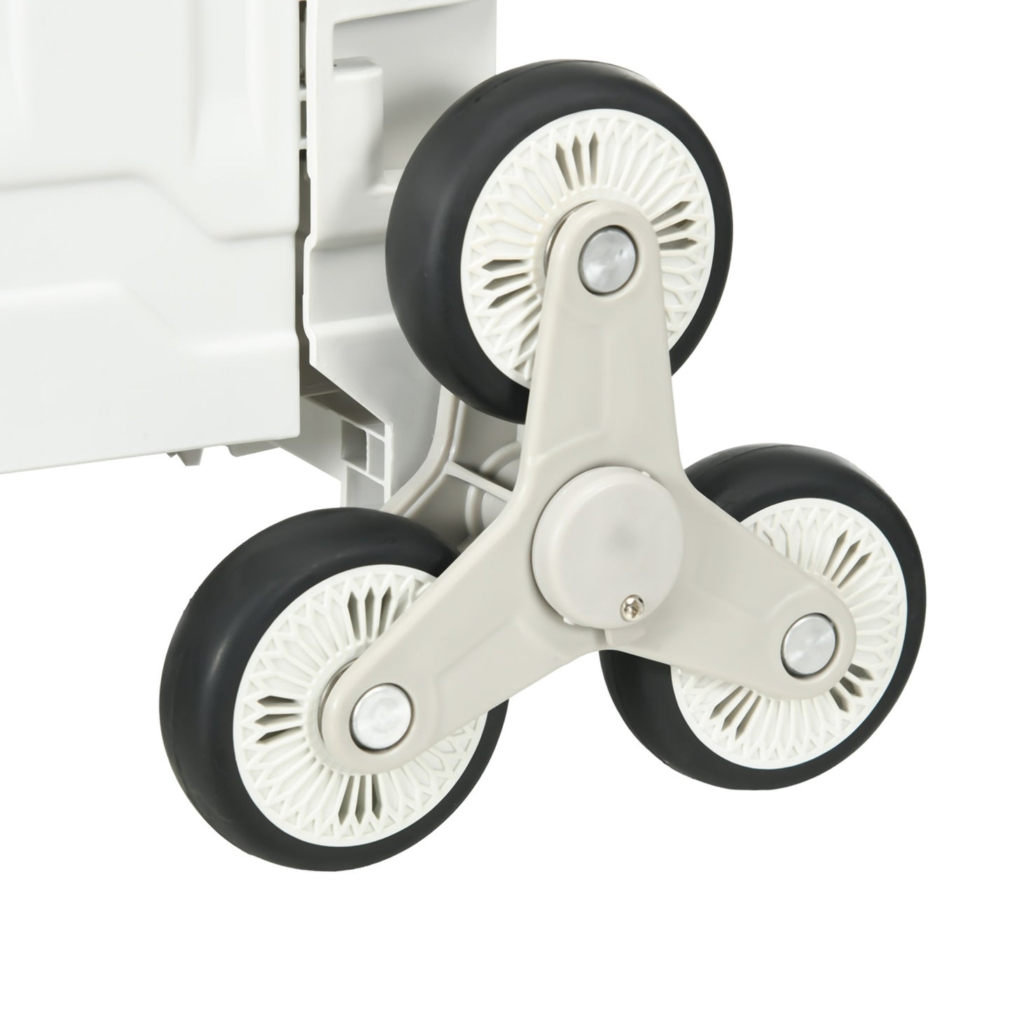 Folding shopping trolley, telescopic handle, stair climbing, 80 kg capacity, white