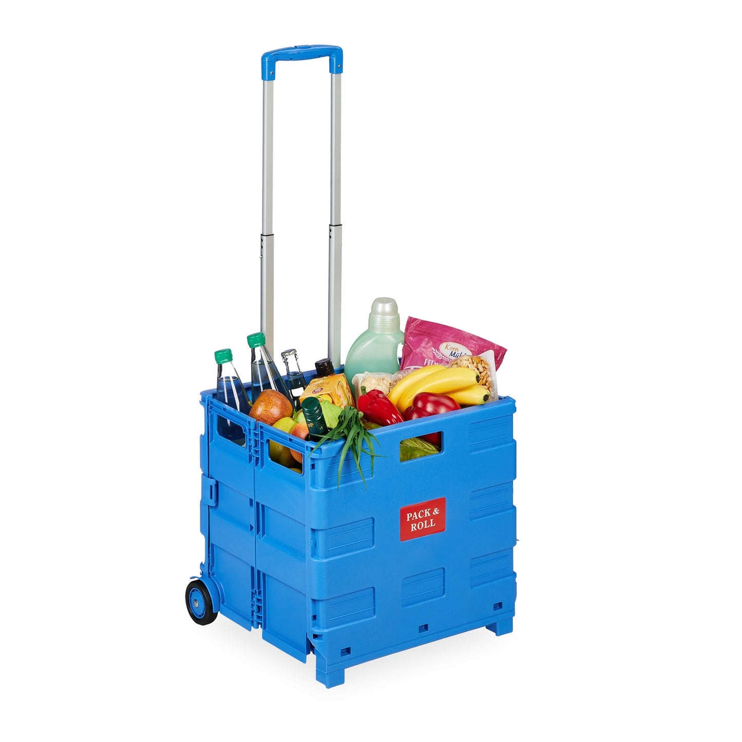 Folding Shopping Trolley with Telescopic Handle, 35kg Capacity