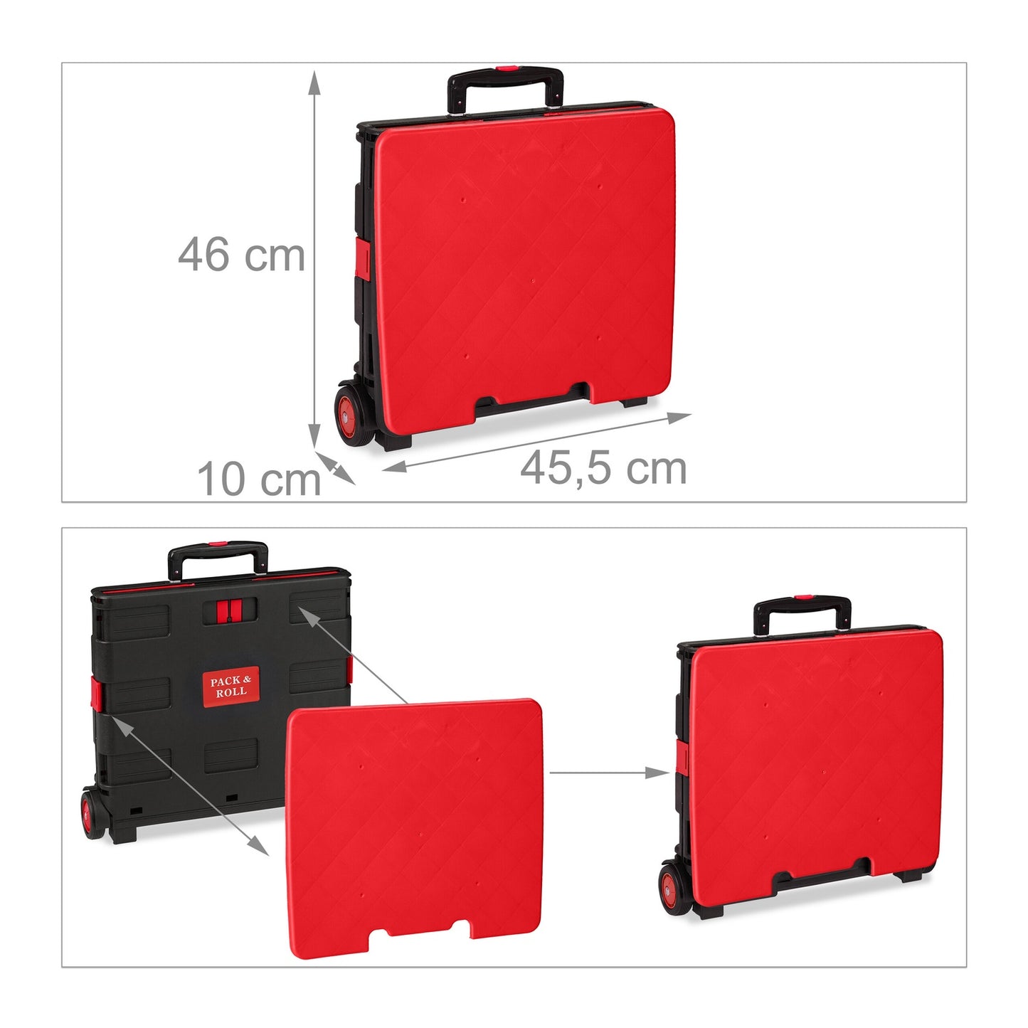 Folding Shopping Trolley with Wheels, 35kg Capacity