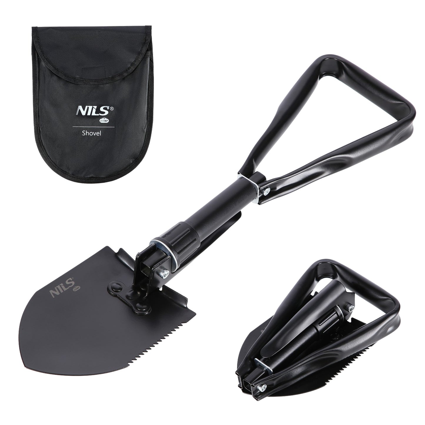 Folding Shovel with Carrying Case, Compact, Lightweight