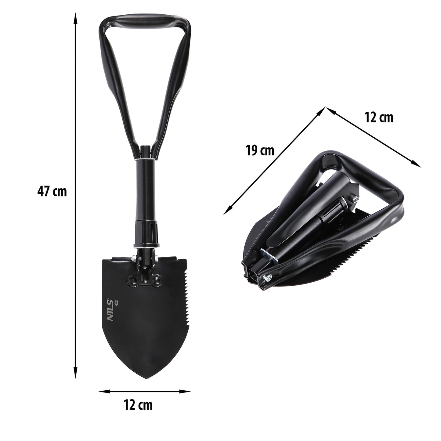 Folding Shovel with Carrying Case, Compact, Lightweight