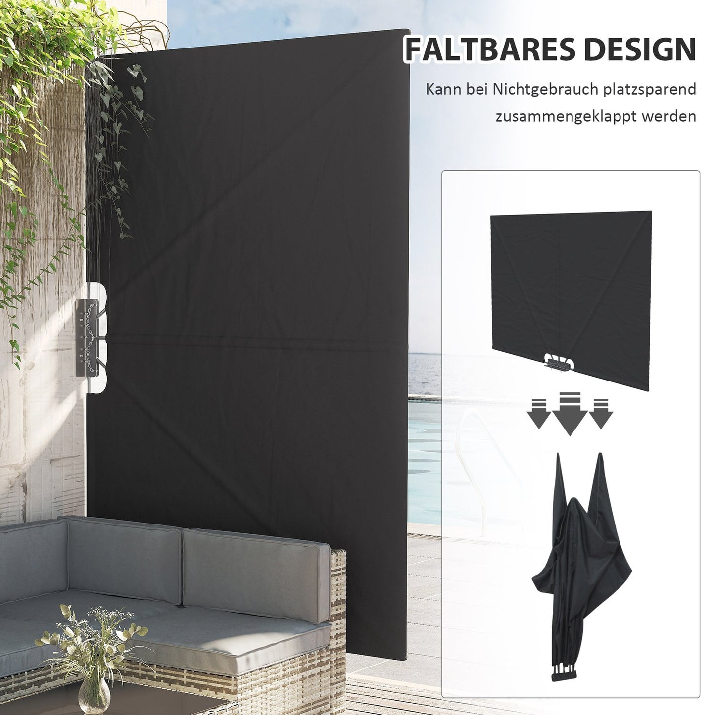 Collapsible garden awning 237x160cm, UV & Wind protection