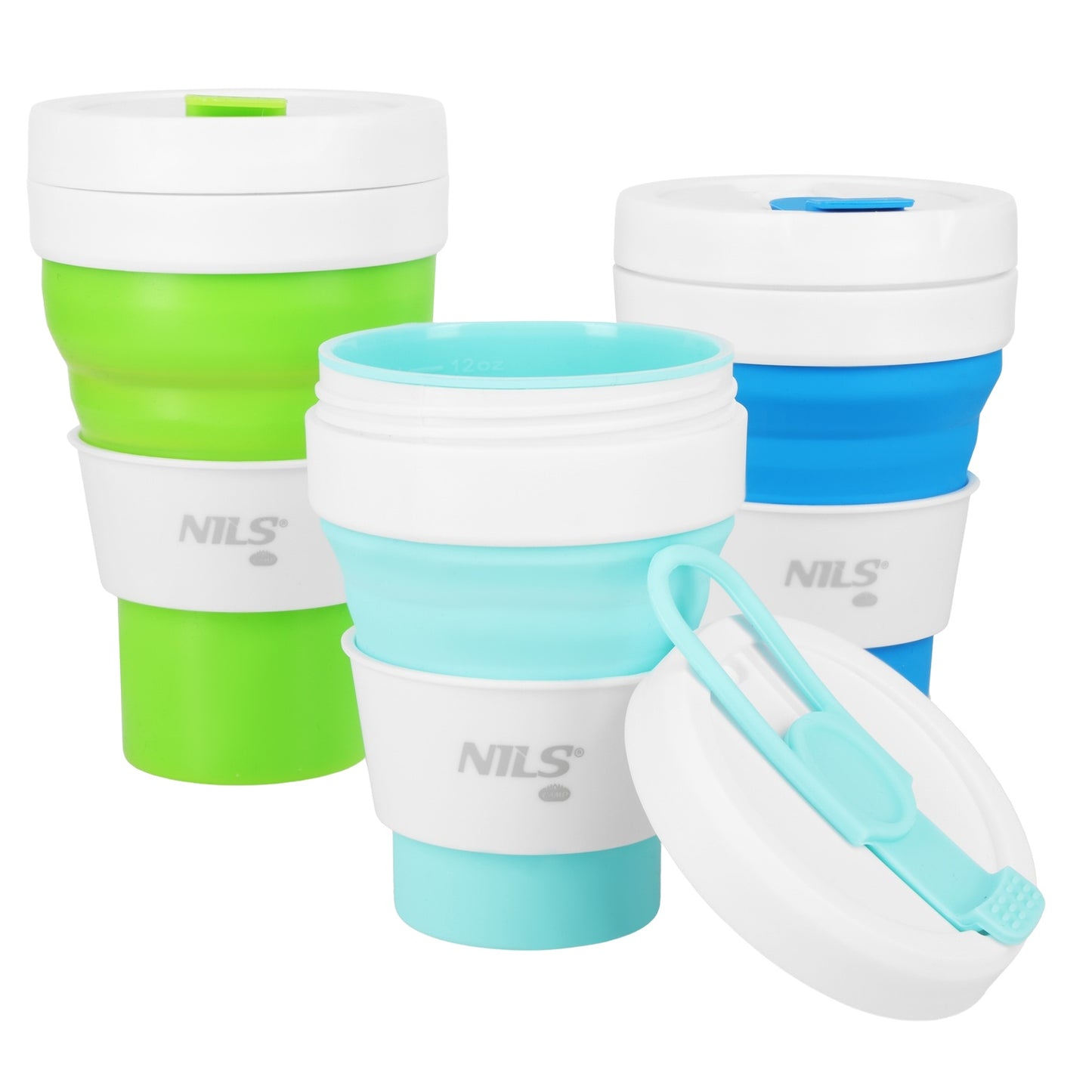 Folding Silicone Cup, 475ml, Blue