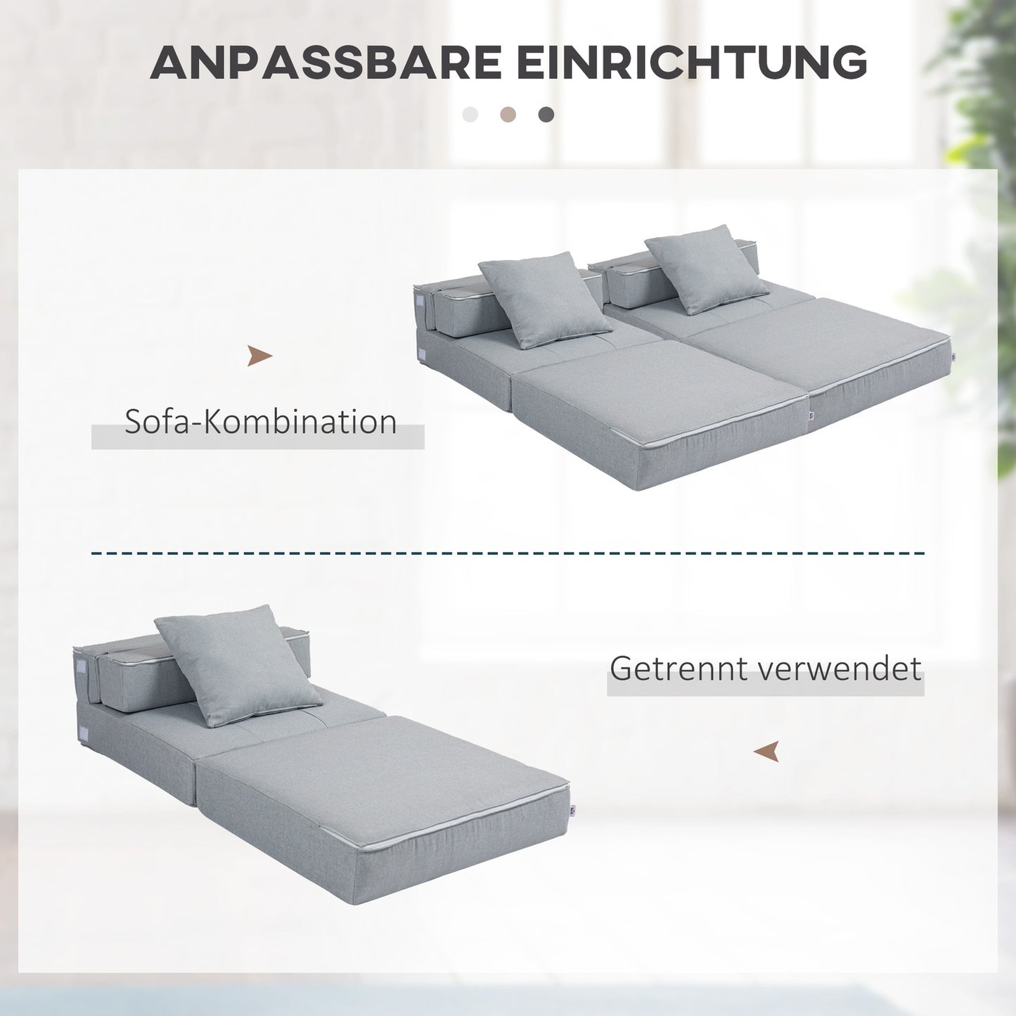 Folding sofa bed chair - 2-in-1, light grey, 100 kg capacity