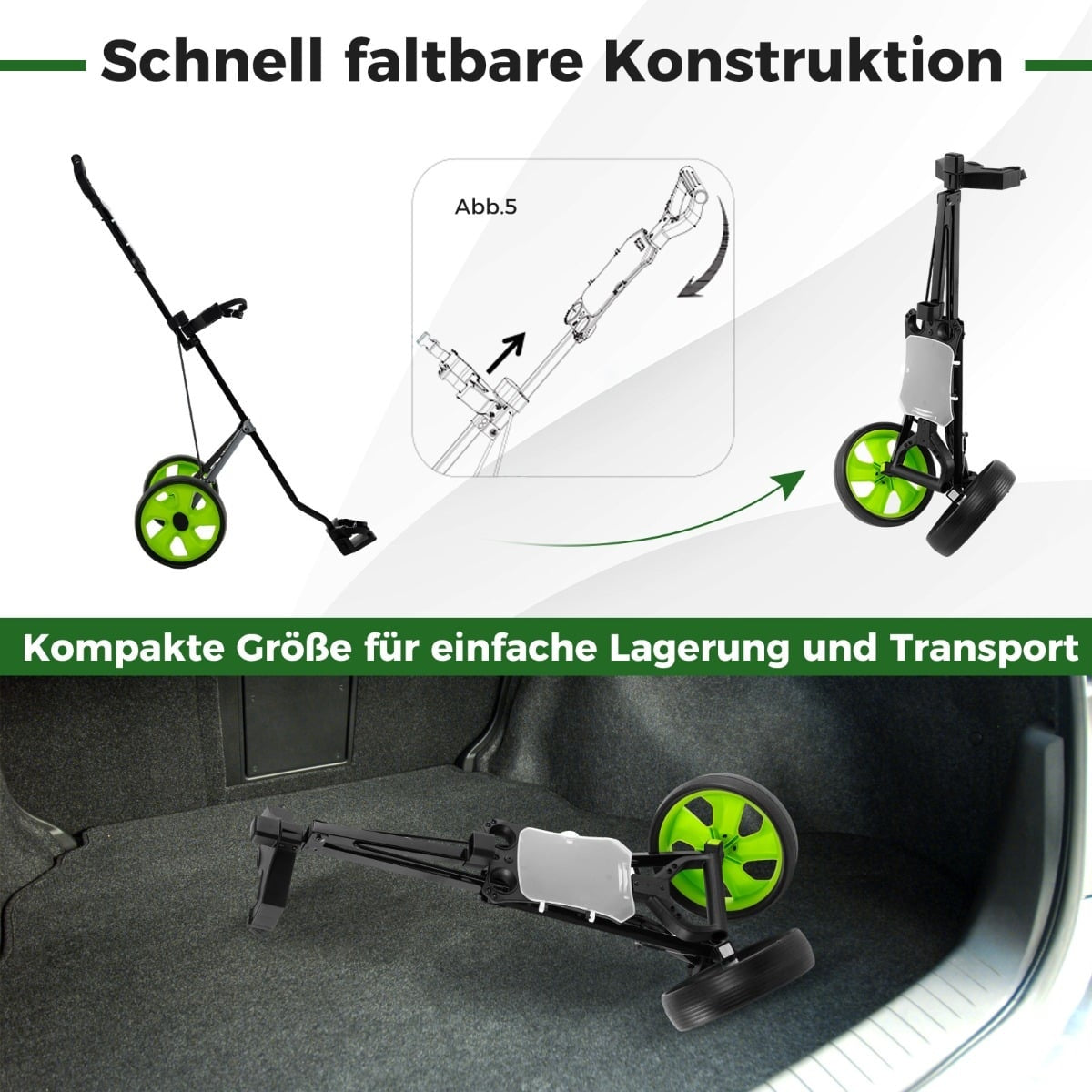 Folding Steel Golf Trolley with Scorecard Holder, 2 Wheels