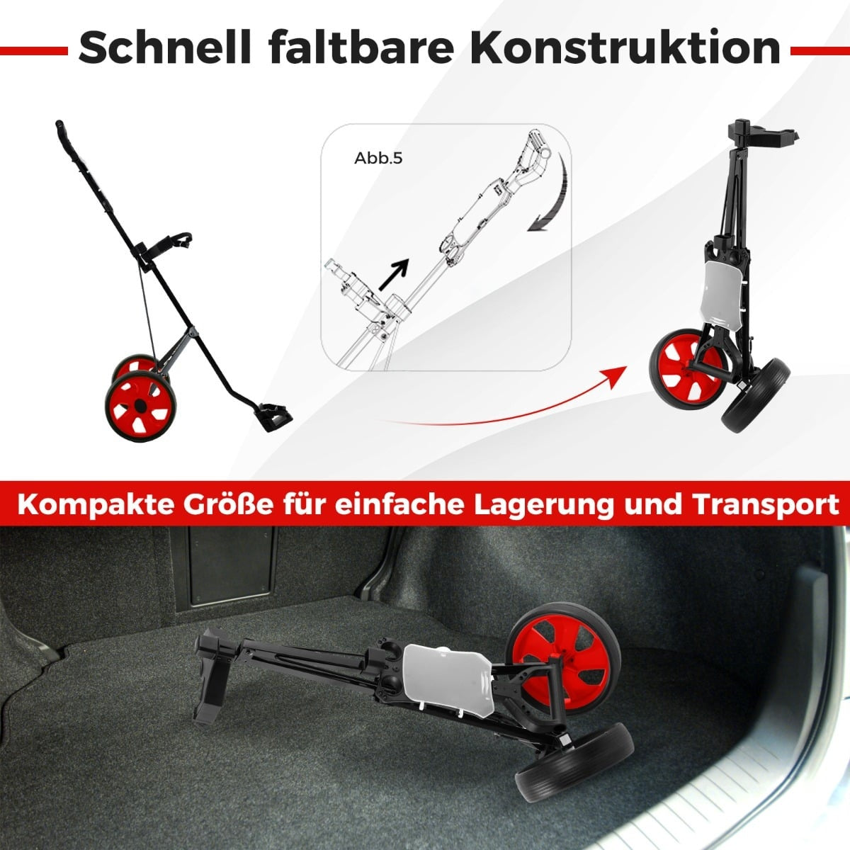 Folding Steel Golf Trolley with Scorecard Holder, 2 Wheels