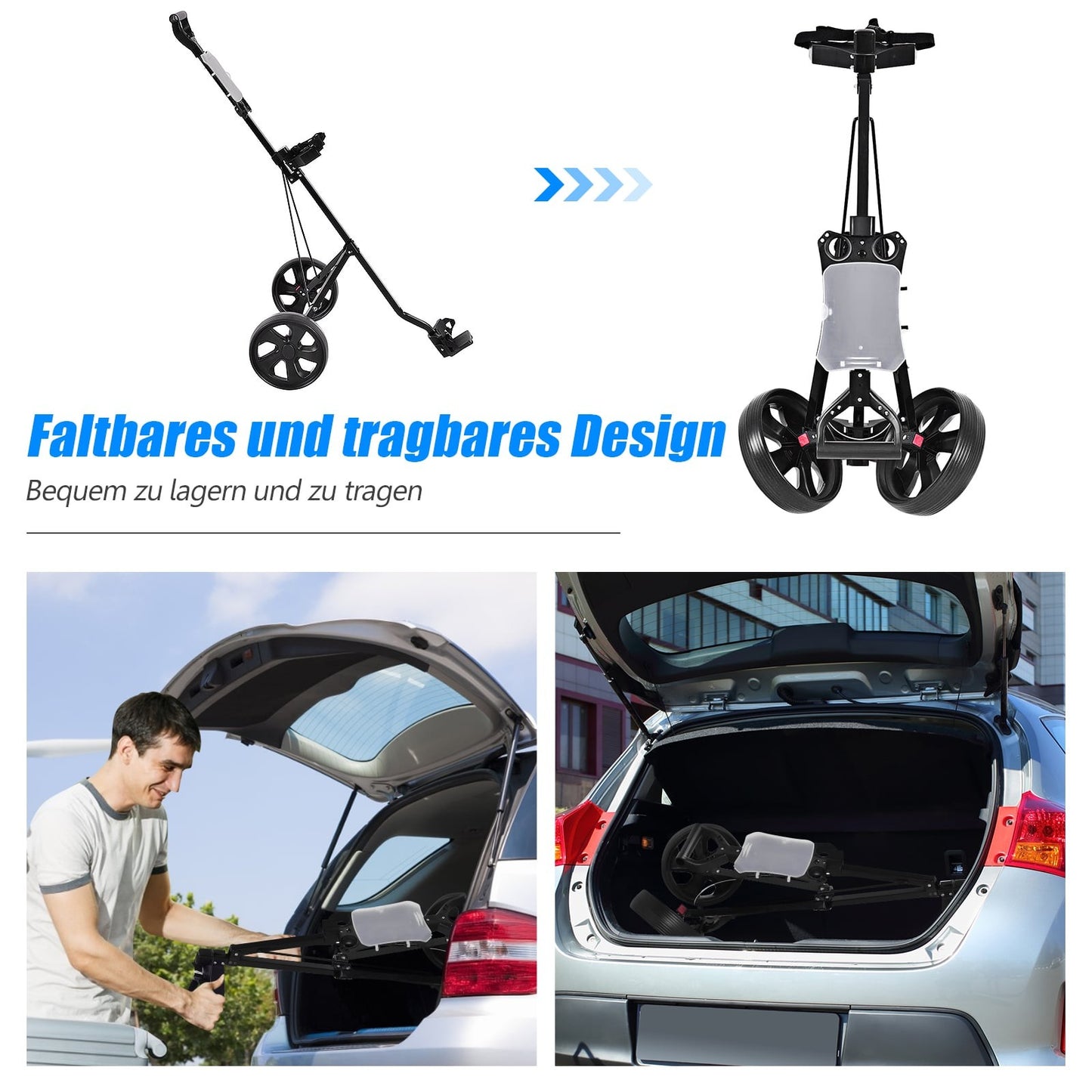 Folding Steel Golf Trolley with Scorecard Holder, 2 Wheels