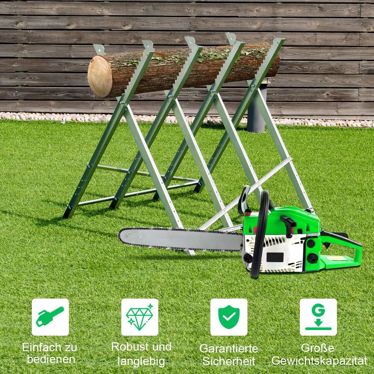 Folding Steel Sawhorse, 100 kg Capacity, Portable Wood Cutting Stand